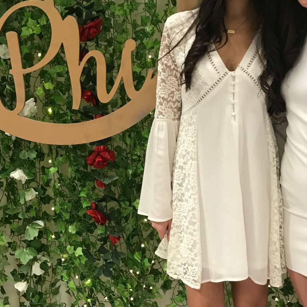 White Lace Detail Dress